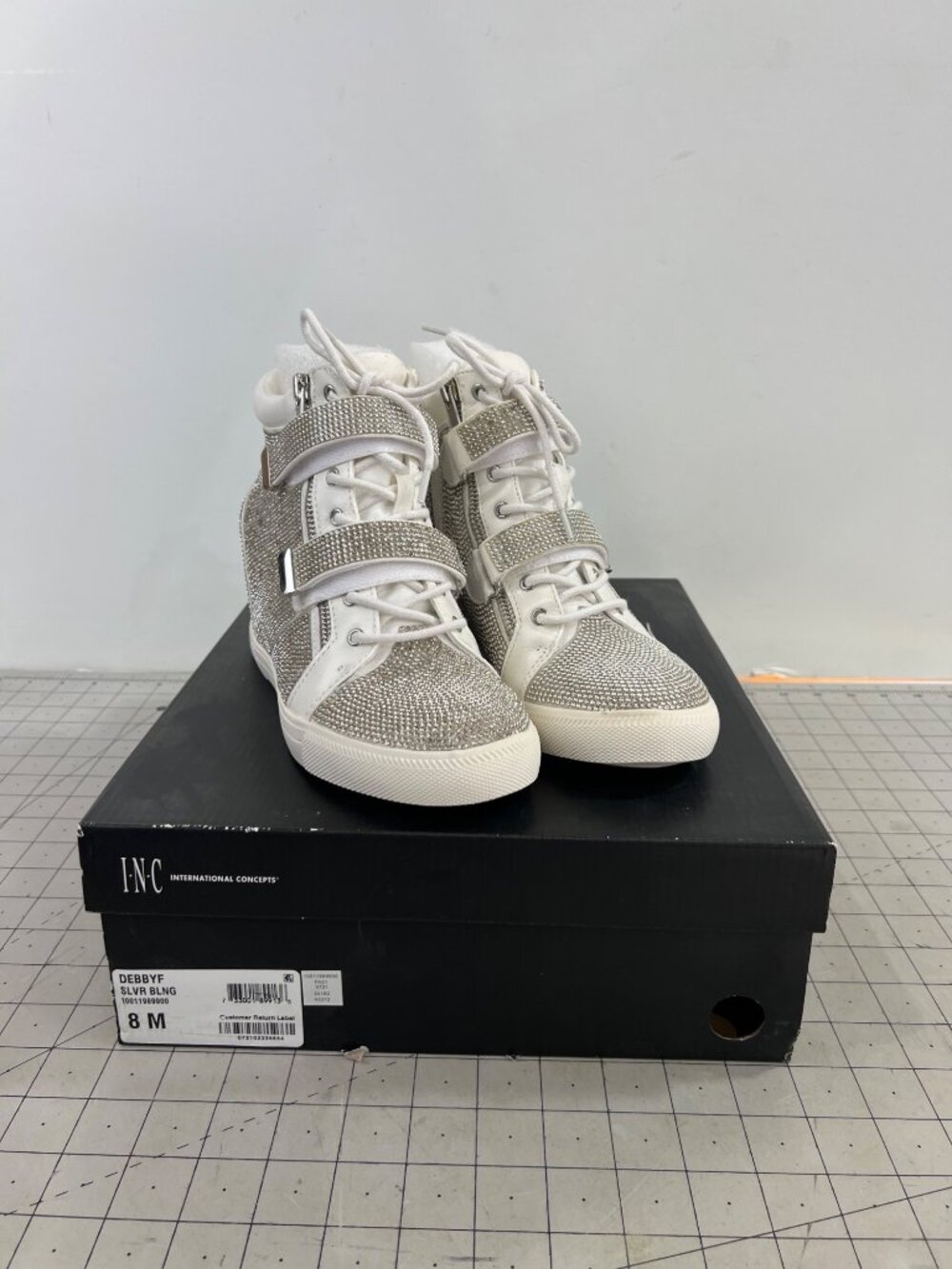 INC International Concepts Silver Rhinestone High-Top Sneakers